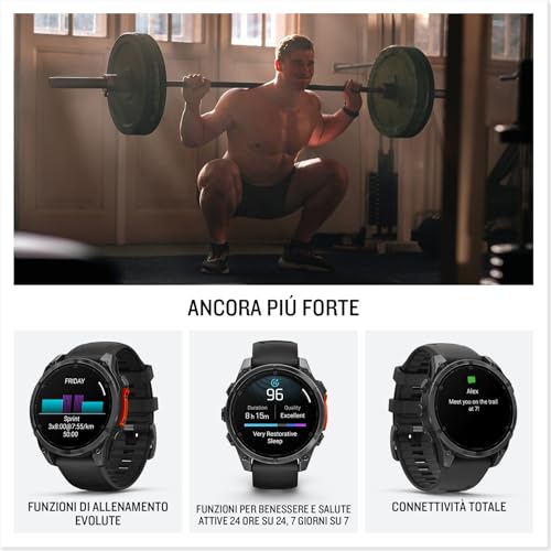 Garmin fēnix 8, 47mm, Display AMOLED 1,4", Touch, Pulsanti induttivi, Speaker e Microfono, Comandi Vocali, GPS multibanda, Torcia, Mappe, 90  App per lo Sport, Autonomia 16 giorni (Slate Gray &amp; Black) : Amazon.it