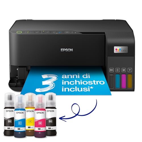 Epson EcoTank ET 2830 Stampante Multifunzione 3 in 1 A4, Serbatoi Ricaricabili Alta Capacità, 5 Flaconi Inclusi pari a 6600pag B/N 5900pag Colore, Display LCD USB Wi Fi/Direct, Nero : Amazon.it: Videogiochi