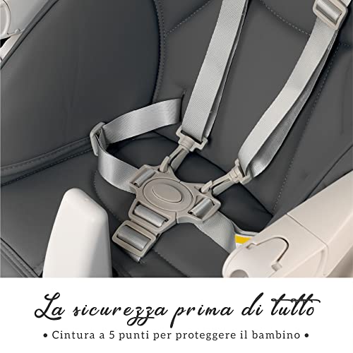 Seggiolone Pappa Regolabile e Pieghevole   7 Livelli Diverse, Schienale Bambino Pieghevole 5 Posizioni, Ripiano Smontabile, Vassoio a Clip (Facile da Pulire)   Grigio Scuro : Amazon.it: Prima infanzia