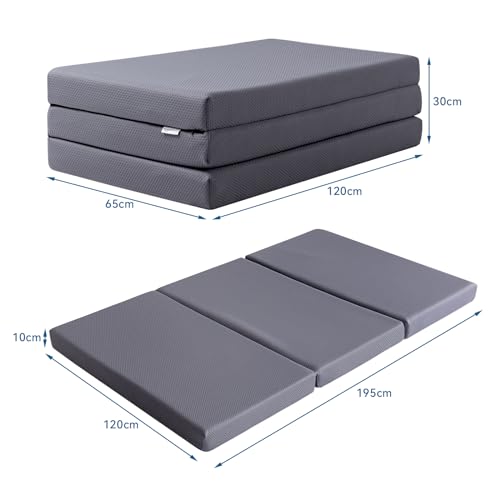 Amazon Basics   Materasso pieghevole per ospiti 120 x 195 x 10 cm in memory foam, Medio, Grigio : Amazon.it: Casa e cucina