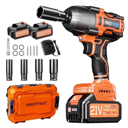 Protmex Avvitatore a Impulsi Senza Filo, 1200 Nm di Coppia Massima, Chiave a Percussione 1/2" ad Alta Potenza con 2 Batterie da 4,0 Ah e Caricabatterie, Adatto per Uso Domestico e Auto : Amazon.it: Fai da te
