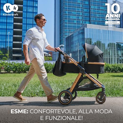 Kinderkraft ESME Trio passeggino neonati 3 in 1 fino 26 kg, con Ovetto I SIZE 40 75 cm, Carrozzina reversibile fronte mamma e strada, Pieghevole, Grigio : Amazon.it: Prima infanzia