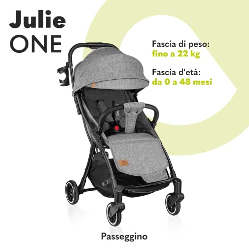 LIONELO Julie One Passeggino leggero e pieghevole da 0 mesi fino 22 kg Compatto con zanzariera, coprigambe, portabibite e borsa, Poggiapiedi regolabili e schienale alla posizione a sdraiata (Grigio) : Amazon.it: Prima infanzia