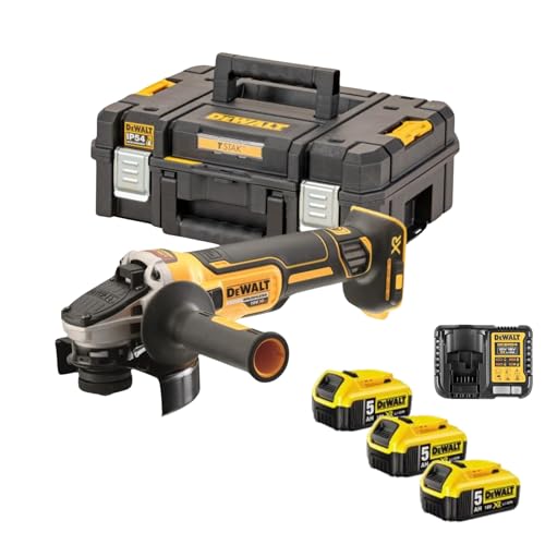 DEWALT DCG405P3 QW   Smerigliatrice 125 mm a batteria 18V 3 batterie 5.0 Ah Caricabatterie e valigetta TStak : Amazon.it: Fai da te