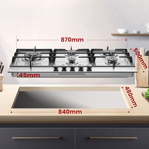 GASLAND GH2905SS1FC Piano cottura a gas da incasso 87 cm in acciaio inox a 5 fuochi, piano cottura a gas da incasso autosufficiente con 2 supporti, con bruciatore wok, GPL/gas naturale, 10400W : Amazon.it: Grandi elettrodomestici