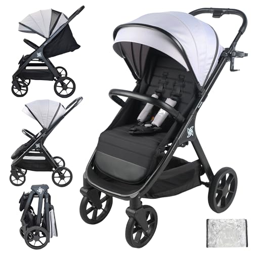 Twinly   Passeggino leggero per bambini fino 22 kg pieghevole SPACELY, passeggino grande per neonati con facile chiusura, capottina plastica impermeabile XXL UPF 50 posizione sdraiata dalla nascita : Amazon.it: Prima infanzia