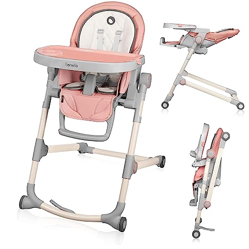 LIONELO Cora Seggiolone pappa per bambini da 6 mesi a 3 anni/15kg Pieghevole e regolabile: Altezza, poggiapiedi e schienale, Vassoio rimovibile, Fibbia a 5punti, 4 Rotelle che non graffiano, Stabile : Amazon.it: Prima infanzia