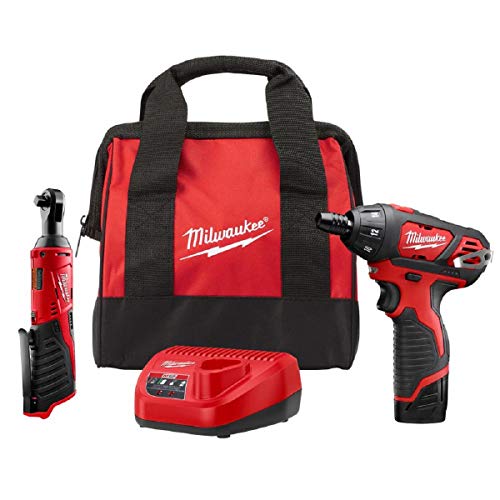 Milwaukee M12 12 Volt Lithium Ion Cordless 3/8 in. Ratchet and Screwdriver Combo Kit (2 Tool) with Battery, Charger, Tool Bag : Amazon.it: Fai da te