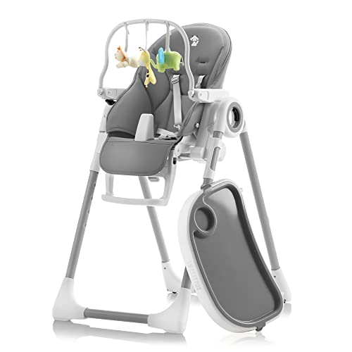 Seggiolone Pappa Regolabile e Pieghevole   7 Livelli Diverse, Schienale Bambino Pieghevole 5 Posizioni, Ripiano Smontabile, Vassoio a Clip (Facile da Pulire)   Grigio Scuro : Amazon.it: Prima infanzia