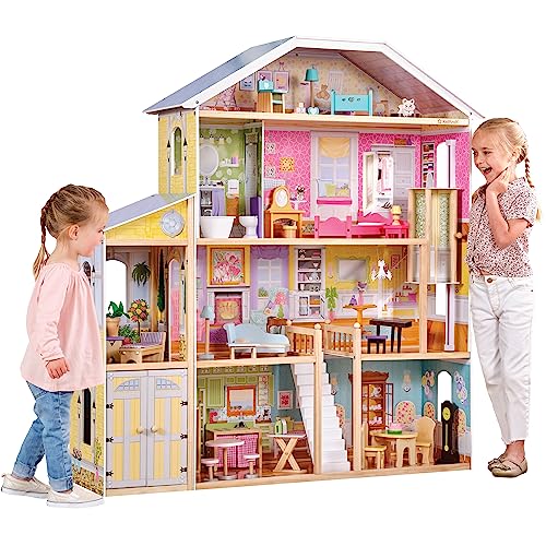 KidKraft Casa delle Bambole in Legno Majestic Mansion con Accessori e Mobili, 4 Piani di Gioco con Gatto, Ascensore e Garage, Giocattolo per Bambini 3  Anni, 65252, Esclusivo Amazon : Amazon.it: Giochi e giocattoli
