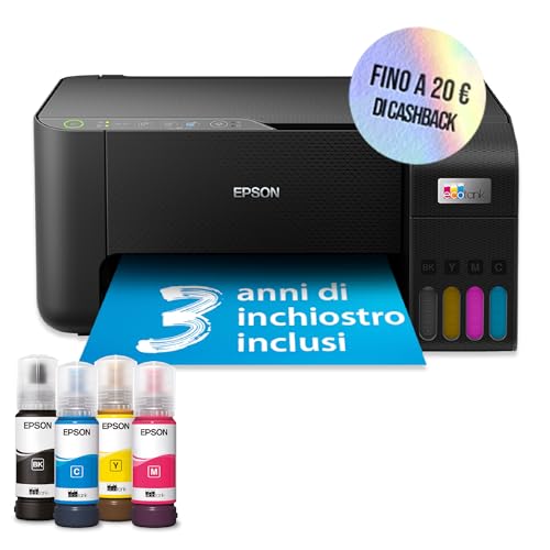 Epson EcoTank ET 2862 Stampante Multifunzione A4, Serbatoi Ricaricabili Alta Capacità, 4 Flaconi Inclusi pari a 3600pag B/N 6500pag Colore : Amazon.it: Informatica