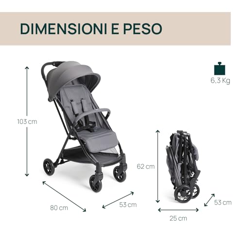 Chicco Urbino, Passeggino 0  Mesi 22 Kg, Passeggino Leggero con Chiusura Smart e Compatta, Capotte Estensibile con Trattamenti UV50  Antipioggia, Schienale Reclinabile, Regolabile, Poggiagambe, Grigio : Amazon.it: Prima infanzia