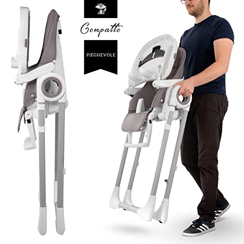 Seggiolone Pappa Regolabile e Pieghevole   7 Livelli Diverse, Schienale Bambino Pieghevole 5 Posizioni, Ripiano Smontabile, Vassoio a Clip (Facile da Pulire)   Grigio Scuro : Amazon.it: Prima infanzia