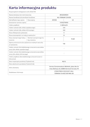 BF Goodrich All Terrain T/A KO2 M S   225/75R16 115S   Pneumatico 4 stagioni : Amazon.it: Auto e Moto