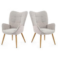 MEUBLE COSY Set di 2 Poltrona Imbottita Sedia da Salotto con Braccioli Poltroncina Relax con Schienale Alto e Cuscino Spesso Gambe in Legno per Camera da Letto Soggiorno in Tessuto Grigio : Amazon.it: Casa e cucina