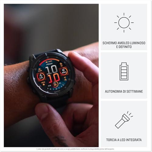 Garmin fēnix 8, 47mm, Display AMOLED 1,4", Touch, Pulsanti induttivi, Speaker e Microfono, Comandi Vocali, GPS multibanda, Torcia, Mappe, 90  App per lo Sport, Autonomia 16 giorni (Slate Gray &amp; Black) : Amazon.it