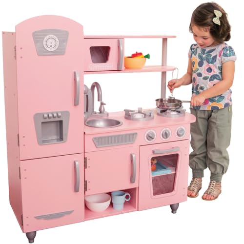 KidKraft Cucina Giocattolo in Legno Vintage Rosa, con telefono giocattolo e frigorifero vintage, giochi per bambini 3  anni, 53179, Esclusivo Amazon : Amazon.it: Giochi e giocattoli