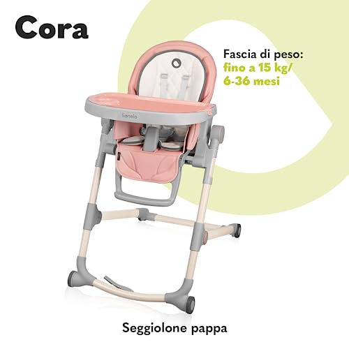 LIONELO Cora Seggiolone pappa per bambini da 6 mesi a 3 anni/15kg Pieghevole e regolabile: Altezza, poggiapiedi e schienale, Vassoio rimovibile, Fibbia a 5punti, 4 Rotelle che non graffiano, Stabile : Amazon.it: Prima infanzia