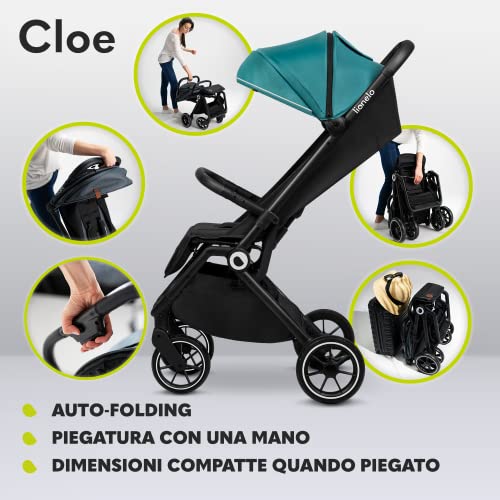 LIONELO Cloe Passeggino leggero e pieghevole per bambini da 0 fino a 22 kg, Schienale regolabile, Posizione nanna, Impermeabile, Cinture a 5 punti, Ruote XXL, Zanzariera, Portabicchieri (Verde) : Amazon.it: Prima infanzia