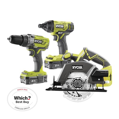 Ryobi R18PDID2CSP 220S 18V ONE  Kit di avviamento per trapano combinato senza fili, avvitatore a percussione e sega circolare (2 x 2.0 Ah) : Amazon.it: Fai da te