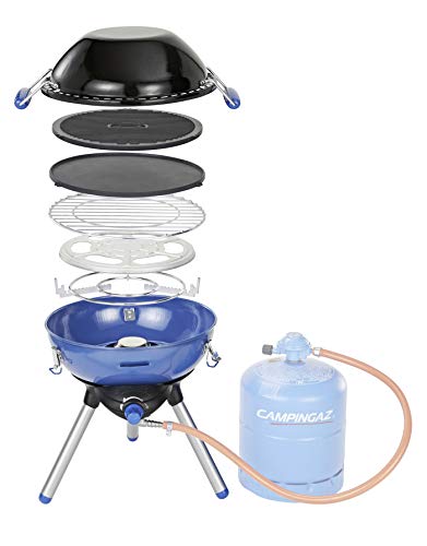Campingaz Party Grill 400 | Barbecue campeggio portatile e fornello a gas tutto in uno, con griglia, piastra, plancha, wok | 2000 W | ideale per campeggio, festival | funziona con bombole gas R904/907 : Amazon.it: Giardino e giardinaggio