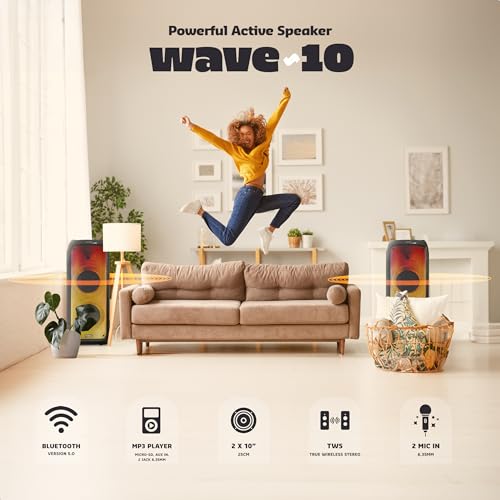 Ibiza   WAVE10   Sistema di altoparlanti 800W/2x10" con Bluetooth, USB e microSD   effetto WAVE LED e connessione wireless TWS   Nero : Amazon.it: Strumenti Musicali