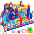 GYMMALL Castello Gonfiabile per Bambini con Scivolo, trampolino, parete da arrampicata, sacco da box, tiro a segno e vasca per palline per interno ed esterno, 366x310x210 CM : Amazon.it: Giochi e giocattoli