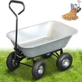 Carrello Manuale da Giardino 75L   Rimorchio Carriola contenitore ribaltabile 4 ruote gonfiabili Ø 260 mm   Capacità di carico max 250 KG   Manico lungo   86 x 60,5 CM   Metallo Galvanizzato : Amazon.it: Giardino e giardinaggio