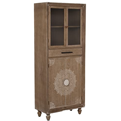 DRW Armadio Vetrina con 4 Ante e 1 cassetto MDF Decorato in Naturale e Bianco 70,5 x 35,5 x 171 cm, Legno e DM, Blanco : Amazon.it: Casa e cucina
