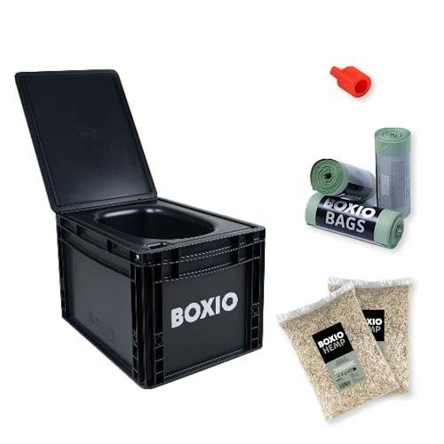 BOXIO Toilet Plus | WC Portatile con Separazione a Secco | Toilette da Campeggio | Bagno Ecologico Compatto | Ideale per Viaggi, Escursioni e Gite in Auto, Furgone, Camper e Barca | 40x30x28cm | Nero : Amazon.it: Sport e tempo libero