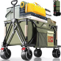Overmont Carrello da Giardino Pieghevole   Carrelli da Trasporto 150L 150 kg con Maniglia Regolabile Freni Tasche a Rete   Ruote Larghe All terrain   per Campeggio Shopping Sport Spiaggia : Amazon.it: Giardino e giardinaggio
